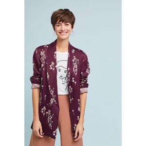 Anthropologie Ett:Twa Tavie Purple Floral Oversized Blazer